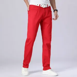 Men's Jeans IN Summer Men Wine Red Fashion Casual Boutique Business Straight Denim Stretch Trousers Men's Brand Pants