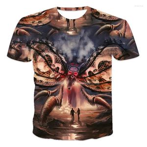 メンズTシャツ2022夏のSFメカニカルパターンメンズ高品質の半袖3D印刷カジュアルTシャツ大規模XXS-6XL