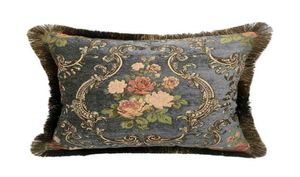 Deluxe vintage francese rosa scura verde scuro tradizionale floreale decorativo decorativo cuscino cuscino cuscino per lancio 45x45 cm 25491914