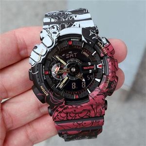 Men's Sports Iced out watch Digital Quartz Watch LED Dual Display One Piece Automatic Hand Raise Light Waterproof and Shockpr282f