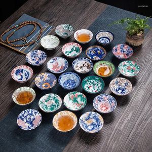 Tazze Piattini 2022 90ml Grande Porcellana Qinghua Tè Retro Tazza da tè Ceramica Multicolore Giapponese