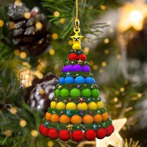 Christmas Decorations Personalized Tree Pendant Colorful Wooden Hanging Ornament For Home Living Room Bedroom Decor TS3