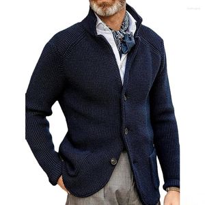 Maglioni da uomo 2022 maglione da uomo cardigan lavorato a maglia autunno inverno moda tinta unita colletto alla coreana cappotto da uomo