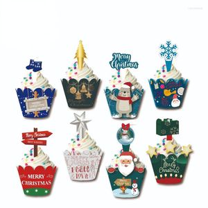 Festive Supplies 32pcs Merry Christmas Year Birthday Party Cake Decorations Tools Snowflake Xmas Tree Gift Topper Favours Navidad