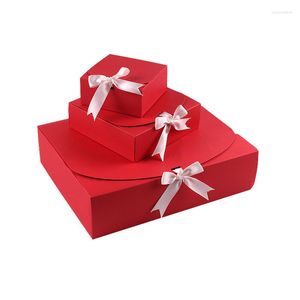 Hediye sargısı 10 adet karton kare ambalaj kağıt kutuları kırmızı siyah düğün doğum günü festivali giyim ipek fular tatlı kek paketleme
