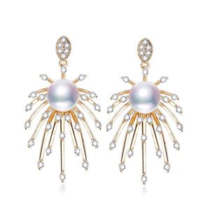 Uttalande Pearl Zircon Fireworks Stud örhängen för kvinnor Luxury Frence Style 18K Gold Plated Ear Jewelry Sweet Design 2023 Ear Rings Studs Female Jewellry