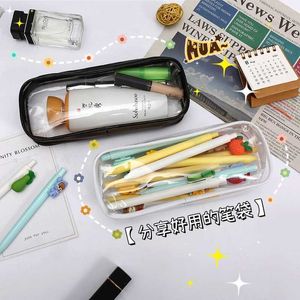 1 PC Transparente PVC Lápis Case simples à prova d'água Bolsa de caneta Student Escola Office Stationery Zipper Supplies de armazenamento cosmético