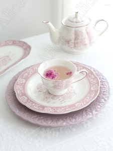 Piatti French Purple Neverland Ceramica e ciotole Rilievo vintage Pasta Cena Ciotola di riso Vassoio da portata Nordic Home Tableware