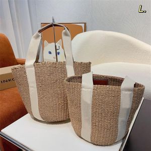 Yaz Yeni Moda Saman Kova Çantası Tasarımcı Kadın Çanta Lüks Tasarımcıları Woody Tote Lady Turist Beach Omuz Crossbody Bag 233o