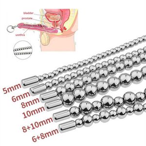 Massaggiatore giocattolo del sesso Scossa elettrica Giocattoli uretrali per gli uomini Stimolare Cavallo Occhio Uretra Spina Perline in acciaio Dilatatore Mastuburatore maschile Uretra Intimo