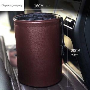 Q9QD Car Trash Can Portable Garbage Bin Trash Bag for Car Waterproof Trashcan Waste Basket Rubbish Bin Leather Car Organizers