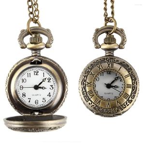 Pocket Watches Fashion Vintage Watch Alloy Roman Number Dual Time Display Clock Necklace Chain Birthday Presents HSJ88