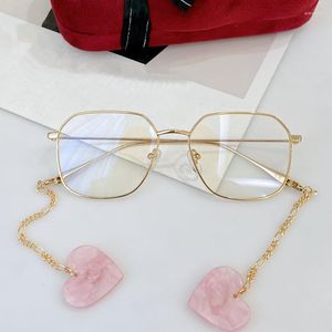 Sunglasses Frames Lux Loveheart Pendant Chain Glasses Frame Women Metal Multi-Shape Fullrim 54-16-145 For Prescription Goggles Desi