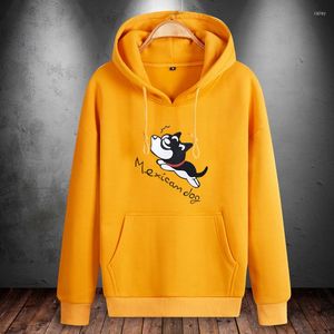 Erkek Hoodies Erkekler Erkekler 2022 Kış Katı Sweatshirt Sevimli Anime Köpek Sokak Giyim Büyük Boy Sarı Polar Moda Hoodie Sweatshirt