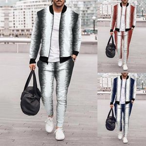 Men's Tracksuits Dinner Jackets For Men Mens Winter Casual Street Woven Jacket Pants Gradient Striped Two Piece Vintage Track Suit