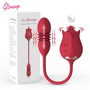 Секс -массажер розовая вибраторные игрушки для женщин G Spot Clitoris стимуляция телескопическая минет язык лижет женский мастурбация