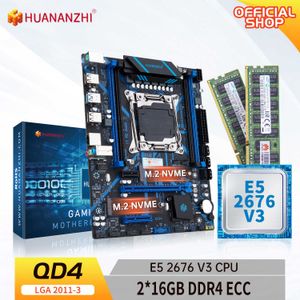 HUANANZHI QD4 LGA 2011 Motherboard with Intel XEON E5 2676 v3 with 2 16G DDR4 RECC memory combo kit set NVME NGFF SATA USB 3.0