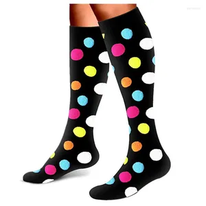 Men's Socks Compression Stripes Colorful Dots Long Pressure Running Hiking Travel Flight Animal Fruits Solid Men Women