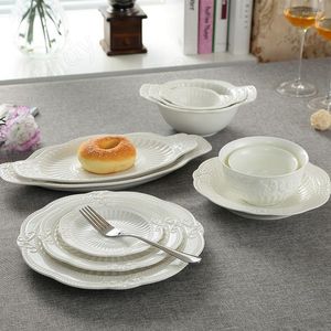 Plates Modern Bone China Dinner Sets French Baroque Relief Home Afternoon Tea Cup Set Western Restaurant Desktop Creative Steak Dish