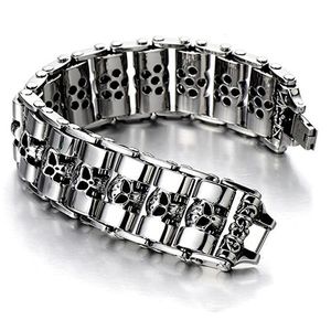 24mm Heavy Men's titanium steel Bike Biker Motorcycle chain Bracelet Punk Hiphop Chunky Bicycle Skeleton Skull Bangle Stainless St2647