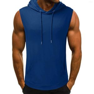 Men's Tank Tops Fashion Hooded Summer Slim Casual Fit Pockets Sleeveless Vest Solid Color Top Camiseta Sin Mangas Hombre