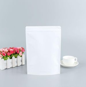 17x24cm White Standing Kraft Paper Packaging Bags 100pcs Zip Lock Aluminum Foil Zipper Gift Storage Bag Resealable