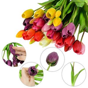 Decorative Flowers 5Pcs Artificial Real Touch Tulip Flower Bouquet For Home Garden Decor Wedding Birthday Party Supply DIY Christmas Wreath