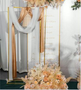 Party Decoration Gold Plated Wedding Arch Balloons Shelf Background Shiny Metal Plating Outdoor Artificial Flower Door Frame