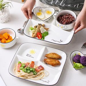 Bowls Sub-division Fat-reducing Meal Plate Household Family-made Breakfast Tableware Children's Ceramic Divided Quantitative