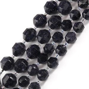 Beads Natural Stone Faceted Blue Sandstone OIive Shape Loose For Jewelry DIY Making Bracelet Accessories 8 10mm 15''