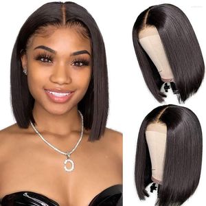 10Inch T Part Lace Front Wigs Human Hair Brazilian Straight For Black Women Natural Short