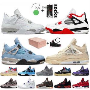 With Jumpman 4 4s Mens Basketball Shoes 2021 Fashion Womens Sneakers Retro White Oreo Fire Red University Blue Sail Off Traine3182