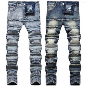 Men's Jeans INS Hip-hop Skull Street Trend Men Tide High Hole Stretch Small Foot Rock Slim Burst Embroidered Pants
