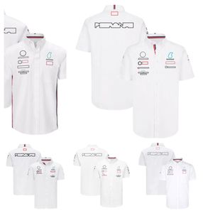 新しいF1チームレーシングスーツメンズ半袖ラペルシャツオートワークシャツのカスタマイズ