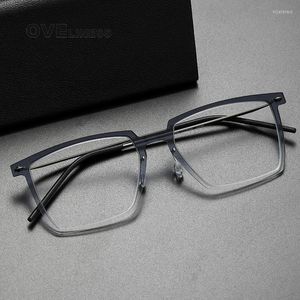 サングラスフレームブランドデザイン純チタンメガネフレーム男性用メタルヴィンテージスクエア処方眼鏡近視光学眼鏡
