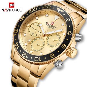 NAVIFORCE TOP Luksusowa marka mężczyzn sportowych zegarków Męski kwarc 24 godziny na Zegrze Mężczyzna Moda Casual Gold Waterproof Watch Watch287x