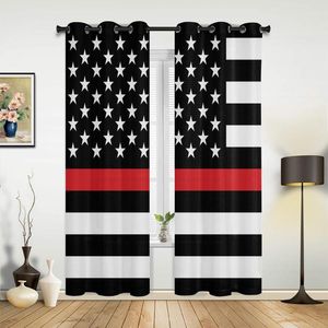 Curtain American Flag Stripes Window Curtains For Living Room Kitchen Indoor Decor Treatment Valances