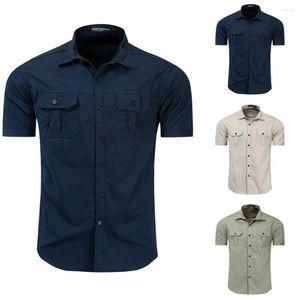 Men's T Shirts Men Short Sleeve Shirt Top Summer Army Style Pocket Travel Holiday Casual Blouse