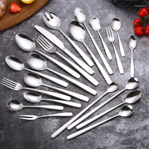 Set di stoviglie Stoviglie in acciaio inossidabile Colore argento Durevole Ecologico Elegante Superficie liscia Forchetta Cucchiaio Posate da cucina