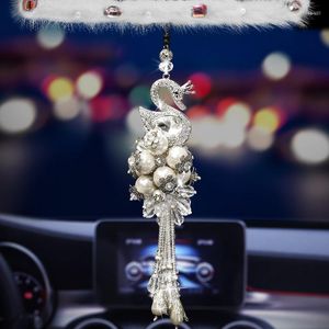 Interior Decorations Rhinestone Swan Car Decor Pendant Ornament Crystal Mirror Hanging Accessories For Girls Women Cute Rear View