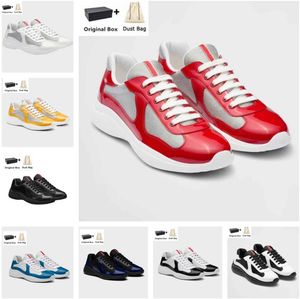 Wholesale Men Luxury Americas Cup Shoes Patent Leather Nylon Mesh Mens Skateboard Walking Runner Sports Breath Outdoor Trainers EU38-46