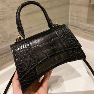 Lady Mode Handtaschen Luxus -Taschen Hourglas Bag Crocodile Präge Frauen Totes einzelner Schulter -Cross -Body -Tasche Halbmond Echtes Le2782