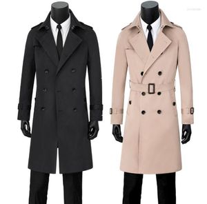 Men's Trench Coats Mens Black Beige Spring Autumn Fashion Korean Man Double Breasted Coat Men Clothes Overcoat Long Sleeve S - 9XL
