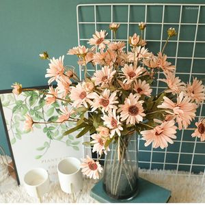 Dekorativa blommor 25 huvud Silke Daisies Artificial 5 grenar Vase Wedding Living Room Decoration Diy Wreath 52cm Fake Flower Bouquet