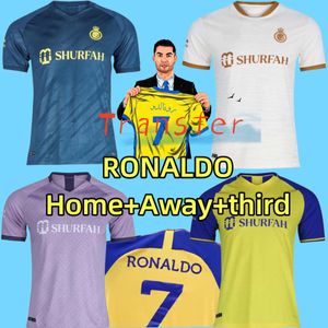 2023 AL NASSR FC SOCUCER JERSEYS Transfer Venster Ronaldo Nummer 7 Cristiano 23 Home Geel weg Nieuwste Jersey Third Player Version Men Kids Kit voetbal Shirts