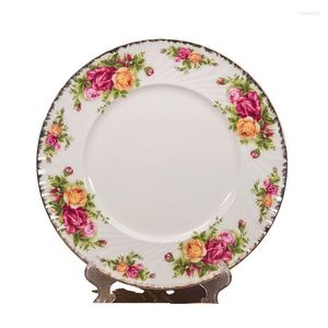 Plates Luxury China Dinner Porcelain Flat Glaze Vintage Decorative Dessert Salad Kitchen Wedding Louca Crockery OA50PS