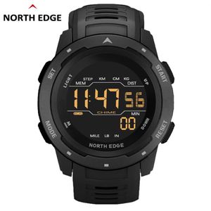 North Edge Mars Men Digital Watch Męskie zegarki sportowe wojskowe Wodoodporne 50M Kalorie Kotometru Stopwatch Co godzinę COURM COCKOCK244M