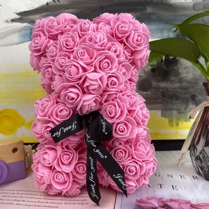 Decorative Flowers HMT Drop 25cm/40cm Teddy Rose Bear Artificial Flower Of Christmas Decoration For Home Valentines Women Gifts