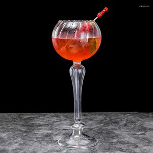 Wine Glasses Cocktail Glass European Style Tall Flower Goblet Transparent Roman Column Personality Bar Cup 300ML