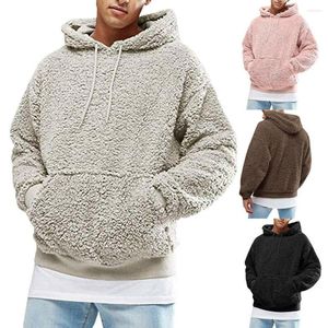 Herrtröjor vinter män varm faux päls nallebjörn hoodie pullover fleece tröjor topp casual fluffy hooded baggy coat jumper putwear
